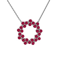 Lily Kolye - Rodolit garnet 18 ayar beyaz altın kolye (40 cm gümüş rolo zincir) #peosrh