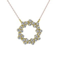 Swarovski 925 ayar altın kaplama gümüş kolye (40 cm rose altın rolo zincir)