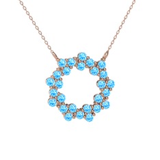Lily Kolye - Akuamarin 8 ayar rose altın kolye (40 cm rose altın rolo zincir) #q53lh7