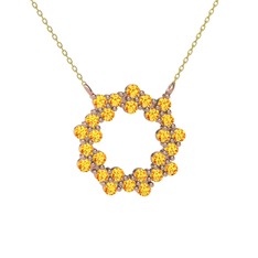 Lily Kolye - Sitrin 14 ayar rose altın kolye (40 cm altın rolo zincir) #qb8860