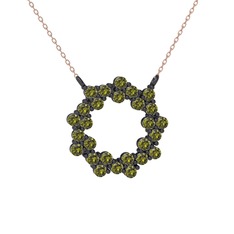 Lily Kolye - Peridot 925 ayar siyah rodyum kaplama gümüş kolye (40 cm rose altın rolo zincir) #qhxi06