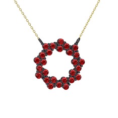 Lily Kolye - Garnet 925 ayar siyah rodyum kaplama gümüş kolye (40 cm altın rolo zincir) #qjb6gx