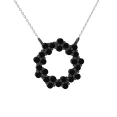 Lily Kolye - Siyah zirkon 925 ayar siyah rodyum kaplama gümüş kolye (40 cm gümüş rolo zincir) #s841qq
