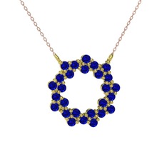 Lily Kolye - Lab safir 14 ayar altın kolye (40 cm rose altın rolo zincir) #ucnlu5