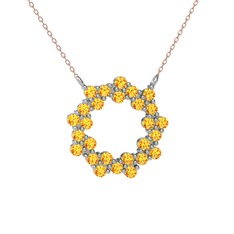 Lily Kolye - Sitrin 925 ayar gümüş kolye (40 cm rose altın rolo zincir) #vjuo8d