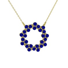 Lab safir 18 ayar altın kolye (40 cm altın rolo zincir)