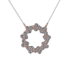 Pırlanta 18 ayar rose altın kolye (0.972 karat, 40 cm gümüş rolo zincir)