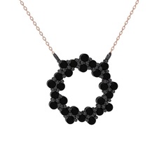 Lily Kolye - Siyah zirkon 925 ayar siyah rodyum kaplama gümüş kolye (40 cm rose altın rolo zincir) #whhho8