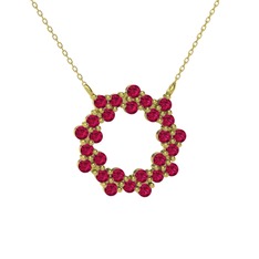 Rodolit garnet 14 ayar altın kolye (40 cm altın rolo zincir)