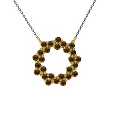 Lily Kolye - Dumanlı kuvars 925 ayar altın kaplama gümüş kolye (40 cm gümüş rolo zincir) #xy40ye