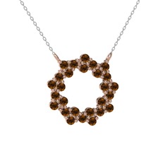 Lily Kolye - Dumanlı kuvars 8 ayar rose altın kolye (40 cm beyaz altın rolo zincir) #ye3rss