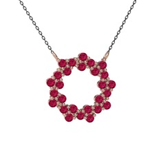 Rodolit garnet 8 ayar rose altın kolye (40 cm gümüş rolo zincir)