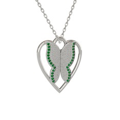 Surya Kelebek Kolye - Yeşil kuvars 925 ayar gümüş kolye (40 cm gümüş rolo zincir) #18pchot
