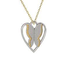 Surya Kelebek Kolye - Sitrin 8 ayar beyaz altın kolye (40 cm altın rolo zincir) #19a1c46