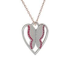 Surya Kelebek Kolye - Rodolit garnet 925 ayar gümüş kolye (40 cm rose altın rolo zincir) #1cvhdn5