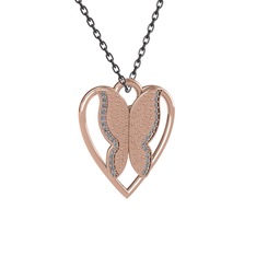 Pırlanta 8 ayar rose altın kolye (0.264 karat, 40 cm gümüş rolo zincir)