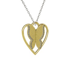 Surya Kelebek Kolye - Pırlanta 18 ayar altın kolye (0.264 karat, 40 cm beyaz altın rolo zincir) #1eccj80