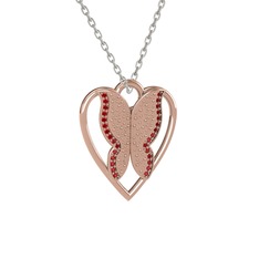 Garnet 14 ayar rose altın kolye (40 cm beyaz altın rolo zincir)
