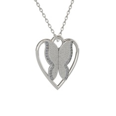 Surya Kelebek Kolye - Pırlanta 925 ayar gümüş kolye (0.264 karat, 40 cm beyaz altın rolo zincir) #1gbs7n