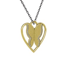 Surya Kelebek Kolye - Swarovski 925 ayar altın kaplama gümüş kolye (40 cm gümüş rolo zincir) #1iwgfq9