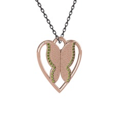 Peridot 925 ayar rose altın kaplama gümüş kolye (40 cm gümüş rolo zincir)