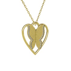 Surya Kelebek Kolye - Swarovski 8 ayar altın kolye (40 cm gümüş rolo zincir) #1mewmno