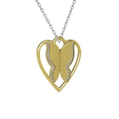 Surya Kelebek Kolye - Swarovski 8 ayar altın kolye (40 cm beyaz altın rolo zincir) #1p416y3