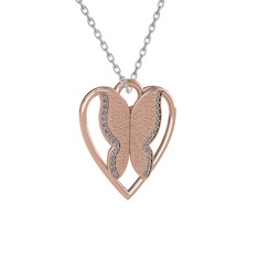 Pırlanta 8 ayar rose altın kolye (0.264 karat, 40 cm beyaz altın rolo zincir)