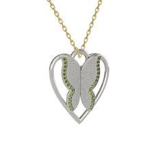Peridot 18 ayar beyaz altın kolye (40 cm gümüş rolo zincir)