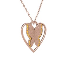 Sitrin 18 ayar rose altın kolye (40 cm rose altın rolo zincir)