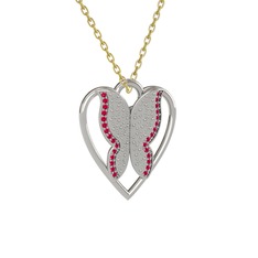 Rodolit garnet 14 ayar beyaz altın kolye (40 cm altın rolo zincir)