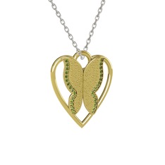 Peridot 14 ayar altın kolye (40 cm beyaz altın rolo zincir)