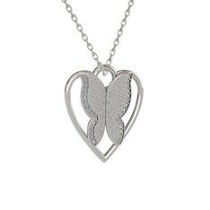 Surya Kelebek Kolye - Swarovski 18 ayar beyaz altın kolye (40 cm beyaz altın rolo zincir) #768uoo