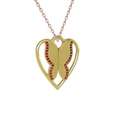 Garnet 14 ayar altın kolye (40 cm rose altın rolo zincir)
