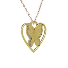 Surya Kelebek Kolye - Pırlanta 8 ayar altın kolye (0.264 karat, 40 cm gümüş rolo zincir) #c0y5xz