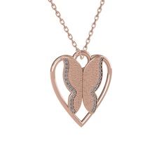 Pırlanta 18 ayar rose altın kolye (0.264 karat, 40 cm rose altın rolo zincir)