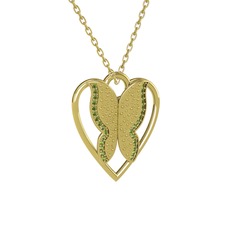Peridot 8 ayar altın kolye (40 cm gümüş rolo zincir)
