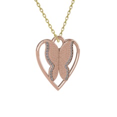 Pırlanta 8 ayar rose altın kolye (0.264 karat, 40 cm altın rolo zincir)