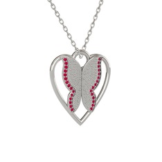 Surya Kelebek Kolye - Rodolit garnet 14 ayar beyaz altın kolye (40 cm beyaz altın rolo zincir) #sekagc