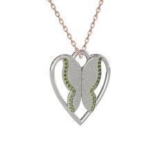 Surya Kelebek Kolye - Peridot 14 ayar beyaz altın kolye (40 cm gümüş rolo zincir) #uvqyjb