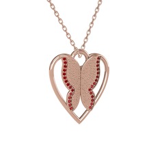 Surya Kelebek Kolye - Garnet 14 ayar rose altın kolye (40 cm gümüş rolo zincir) #x2ufux