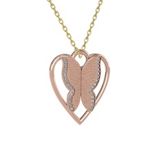 Beyaz zirkon 18 ayar rose altın kolye (40 cm altın rolo zincir)