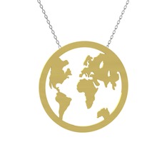 Galileo Dünya Haritası Kolye - 18 ayar altın kolye (40 cm beyaz altın rolo zincir) #17txvgt