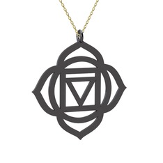 Muladhara Çakra Kolye - 925 ayar siyah rodyum kaplama gümüş kolye (40 cm gümüş rolo zincir) #vykv7e