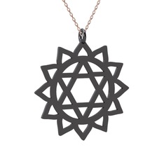 Anahata Çakra Kolye - 925 ayar siyah rodyum kaplama gümüş kolye (40 cm gümüş rolo zincir) #12nz1sc