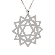 Anahata Çakra Kolye - 18 ayar beyaz altın kolye (40 cm gümüş rolo zincir) #1fvk5w6