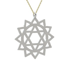 Anahata Çakra Kolye - 8 ayar beyaz altın kolye (40 cm altın rolo zincir) #1xr03fs