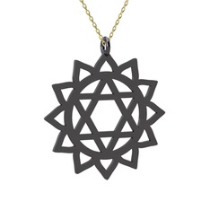 Anahata Çakra Kolye - 925 ayar siyah rodyum kaplama gümüş kolye (40 cm altın rolo zincir) #53235i