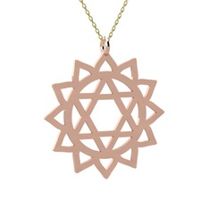 Anahata Çakra Kolye - 14 ayar rose altın kolye (40 cm gümüş rolo zincir) #ibo37p