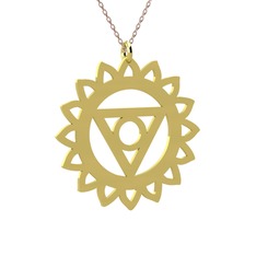 Visuddha Çakra Kolye - 8 ayar altın kolye (40 cm rose altın rolo zincir) #1wc650z